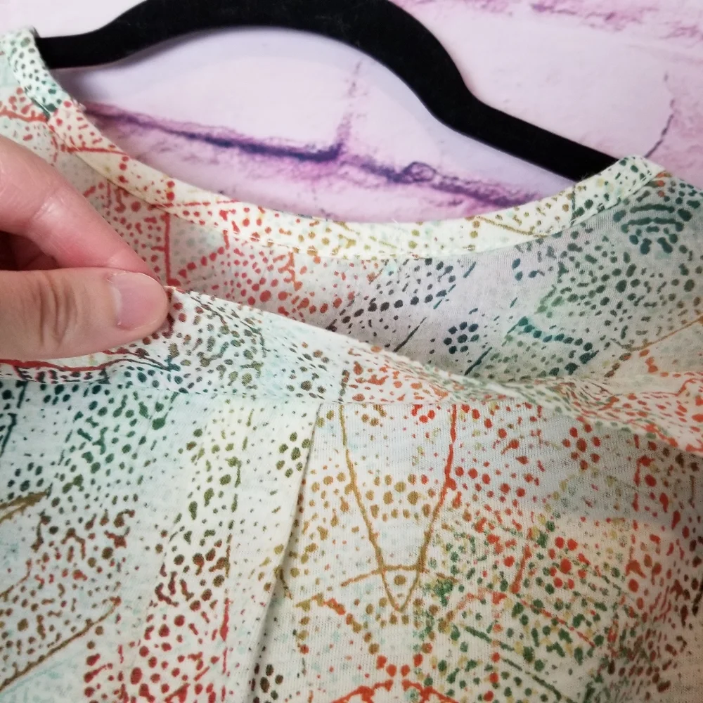 ANTHROPOLOGIE ERI + ALI ABSTRACT DOT PRINT BALLOON BAT WING PUFF SLEEVE BLOUSE S